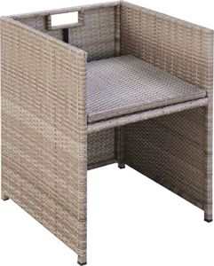 vidaXL 9-cz. zestaw mebli ogrodowych z poduszkami, rattan PE, beżowy 7