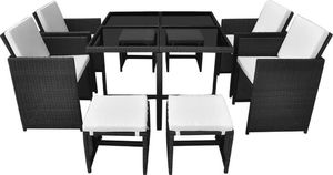 vidaXL 9 częściowy zestaw mebli ogrodowych z poduszkami, rattan PE, czarny (42522) 3