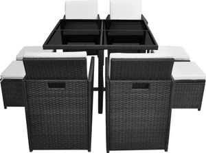 vidaXL 9 częściowy zestaw mebli ogrodowych z poduszkami, rattan PE, czarny (42522) 4