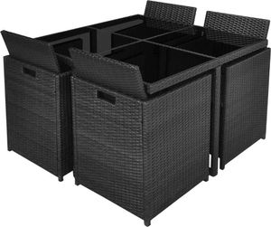 vidaXL 9 częściowy zestaw mebli ogrodowych z poduszkami, rattan PE, czarny (42522) 5