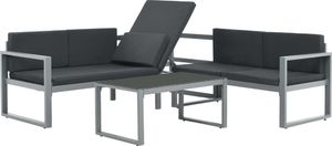 vidaXL 3-częściowy zestaw wypoczynkowy do ogrodu, aluminium, czarny (44448) - 44448 2
