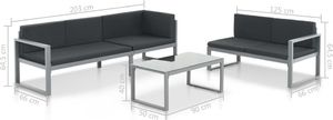 vidaXL 3-częściowy zestaw wypoczynkowy do ogrodu, aluminium, czarny (44448) - 44448 5