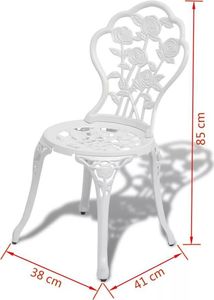 vidaXL 3 częściowy zestaw mebli bistro ze stopu aluminium, biały (42165) 8