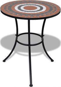 vidaXL 3 częściowy zestaw mebli bistro z mozaiką, terrakota i biel (271773) 2