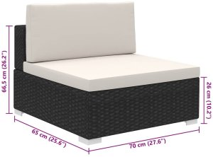 vidaXL 8 częściowy zestaw wypoczynkowy do ogrodu, poduszki, rattan PE czarny (41261) 8