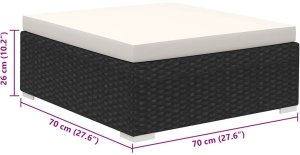 vidaXL 8 częściowy zestaw wypoczynkowy do ogrodu, poduszki, rattan PE czarny (41261) 10