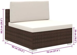 vidaXL 8 częściowy zestaw wypoczynkowy do ogrodu, poduszki, rattan PE, brąz (41260) 7