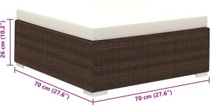 vidaXL 8 częściowy zestaw wypoczynkowy do ogrodu, poduszki, rattan PE, brąz (41260) 9