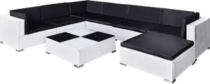 vidaXL 8 częściowy zestaw wypoczynkowy do ogrodu, poduszki, rattan PE, biały (41265) 2