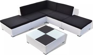 vidaXL 6 częściowy zestaw wypoczynkowy do ogrodu, poduszki, rattan PE, biały (41264) 2