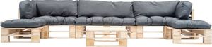 vidaXL 6-cz. zestaw ogrodowy, szare poduszki, palety z drewna FSC 2