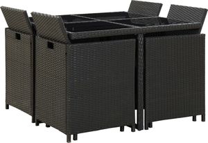 vidaXL 9 częściowy zestaw mebli ogrodowych z poduszkami, rattan PE, czarny (46532) 3