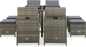 vidaXL 9 częściowy zestaw mebli ogrodowych z poduszkami, rattan PE, szary (46536) 3