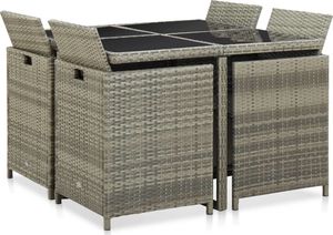 vidaXL 9 częściowy zestaw mebli ogrodowych z poduszkami, rattan PE, szary (46536) 4