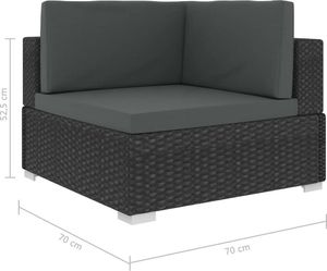 vidaXL 6 częściowy zestaw mebli do ogrodu, z poduszkami, polirattan, czarny (46752) 8