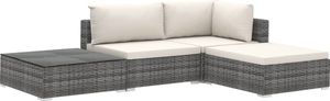 vidaXL 4 częściowy zestaw wypoczynkowy do ogrodu, poduszki, rattan PE, szary (46779) 2