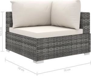 vidaXL 4 częściowy zestaw wypoczynkowy do ogrodu, poduszki, rattan PE, szary (46779) 8