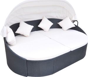vidaXL łóżko ogrodowe z baldachimem, polirattan, czarne (41832) 1