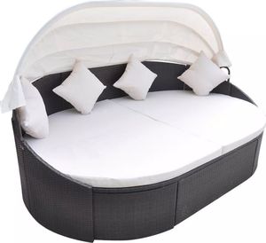 vidaXL łóżko ogrodowe z baldachimem, polirattan, brązowe (41831) 1