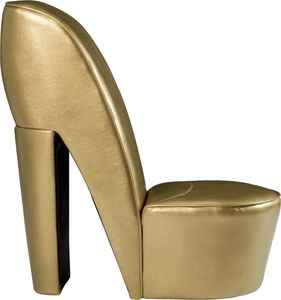 vidaXL Fotel w kształcie buta na obcasie, złoty, sztuczna skóra 2