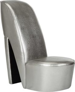 vidaXL Fotel w kształcie buta na obcasie, srebrny, sztuczna skóra 1