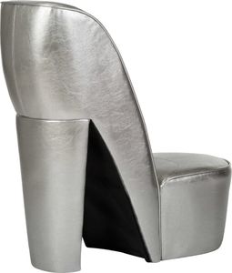 vidaXL Fotel w kształcie buta na obcasie, srebrny, sztuczna skóra 3