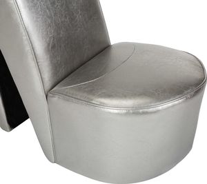 vidaXL Fotel w kształcie buta na obcasie, srebrny, sztuczna skóra 6