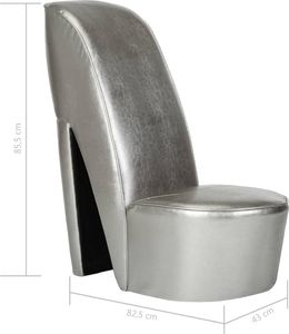 vidaXL Fotel w kształcie buta na obcasie, srebrny, sztuczna skóra 7
