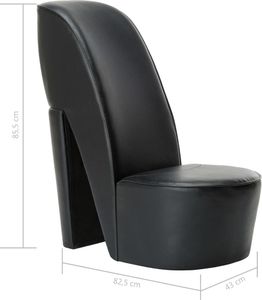 vidaXL Fotel w kształcie buta na obcasie, czarny, sztuczna skóra 7