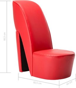 vidaXL Fotel w kształcie buta na obcasie, czerwony, sztuczna skóra 7