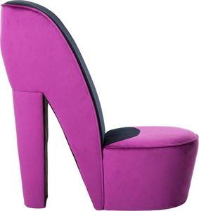 vidaXL Fotel w kształcie buta na obcasie, fioletowy, aksamitny 2