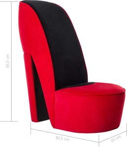 vidaXL Fotel w kształcie buta na obcasie, czerwony, aksamitny 7