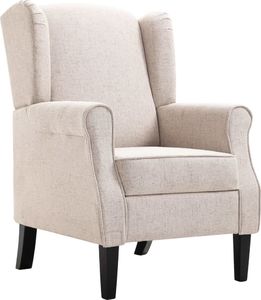 vidaXL Fotel tapicerowany tkaniną, beżowy 3