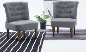 vidaXL Krzesła w stylu francuskim, 2 szt., jasnoszare, materiałowe 1