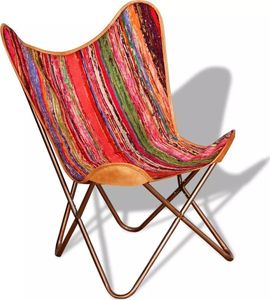 vidaXL Krzesło motyl, w stylu chindi, wielokolorowe, tkanina 1