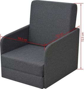 vidaXL Rozkładany fotel, ciemnoszary, tkanina 6