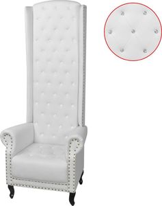 vidaXL Fotel z wysokim oparciem, biały, sztuczna skóra 1
