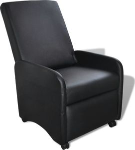 vidaXL Fotel, składany, czarny, sztuczna skóra 1