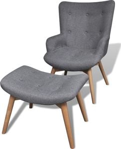 vidaXL Tapicerowany fotel z podnóżkiem, szary, materiałowy 1