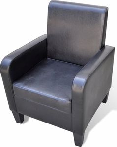vidaXL Fotel, czarny, sztuczna skóra 1
