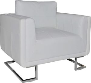 vidaXL Fotel z chromowanymi nóżkami, biały, sztuczna skóra 1