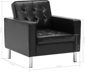 vidaXL Fotel, czarny, sztuczna skóra 8
