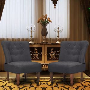 vidaXL Fotele w stylu francuskim, 2 szt., szare, tkanina 1