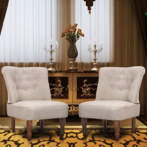 vidaXL Fotele w stylu francuskim, 2 szt., kremowe, tkanina 1