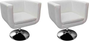 vidaXL Fotele barowe, 2 szt., białe, sztuczna skóra 1
