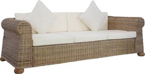 vidaXL 3-osobowa sofa z poduszkami, naturalny rattan 1