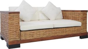 vidaXL 2-osobowa sofa z poduszkami, brązowa, naturalny rattan 1