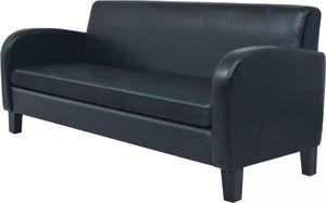 vidaXL Sofa 3-osobowa, sztuczna skóra, czarna 1