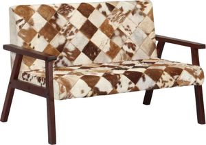 vidaXL Sofa 2-osobowa, biało-brązowa, naturalna skóra kozia 1