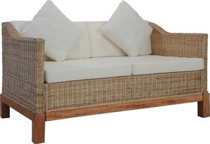 vidaXL 2-osobowa sofa z poduszkami, naturalny rattan 1